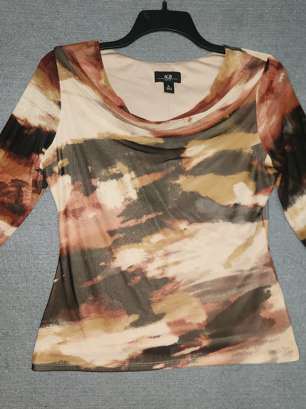AGB Women's Scoop Neck Abstract Print Sweater - Multi Brown #398